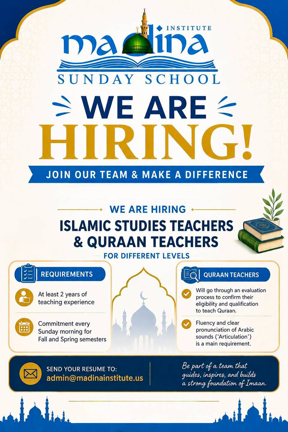 Islamic Studies Teachers & Quraan Teachers