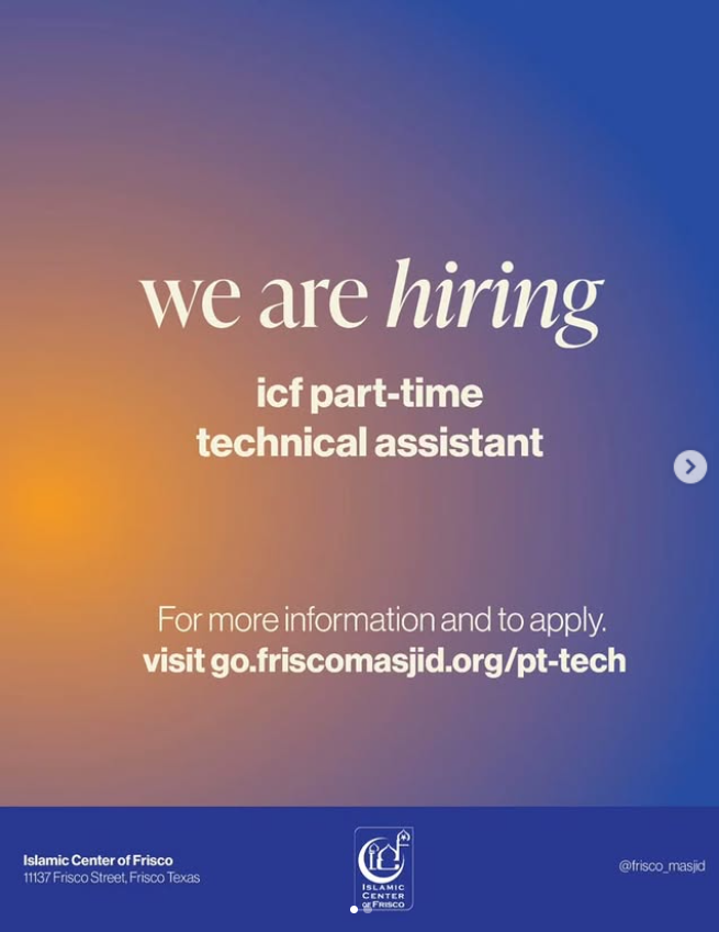 We’re Hiring at Islamic Center of Frisco!