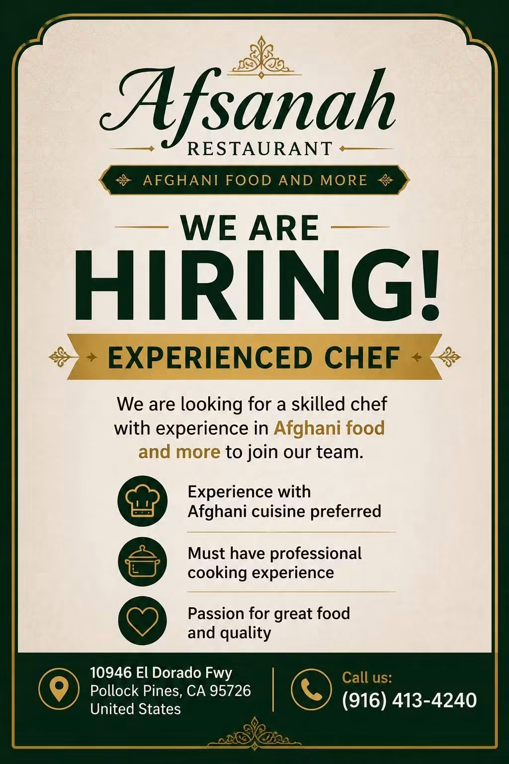 Experienced Chef