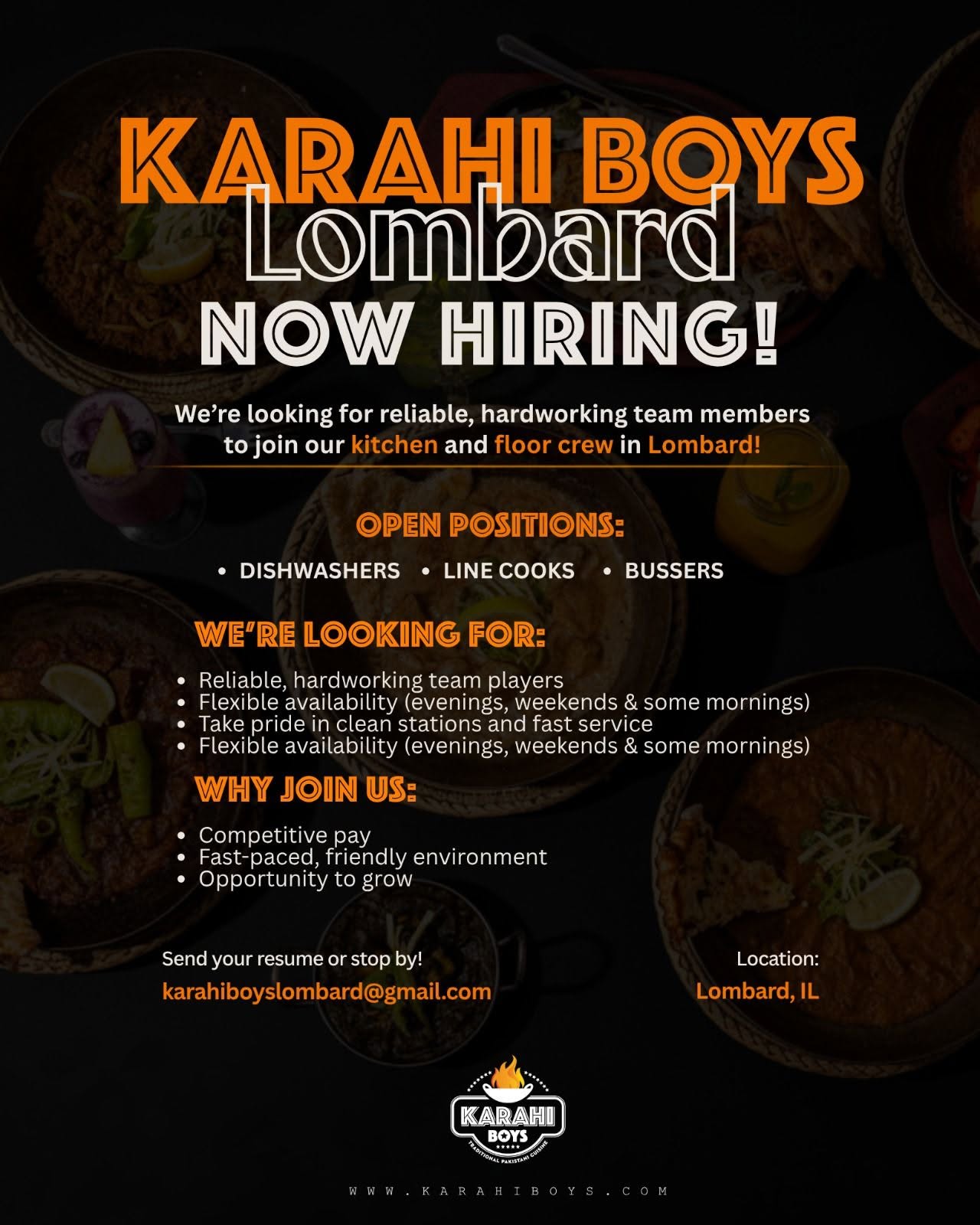 Dishwashers | Linecook  | Bussers