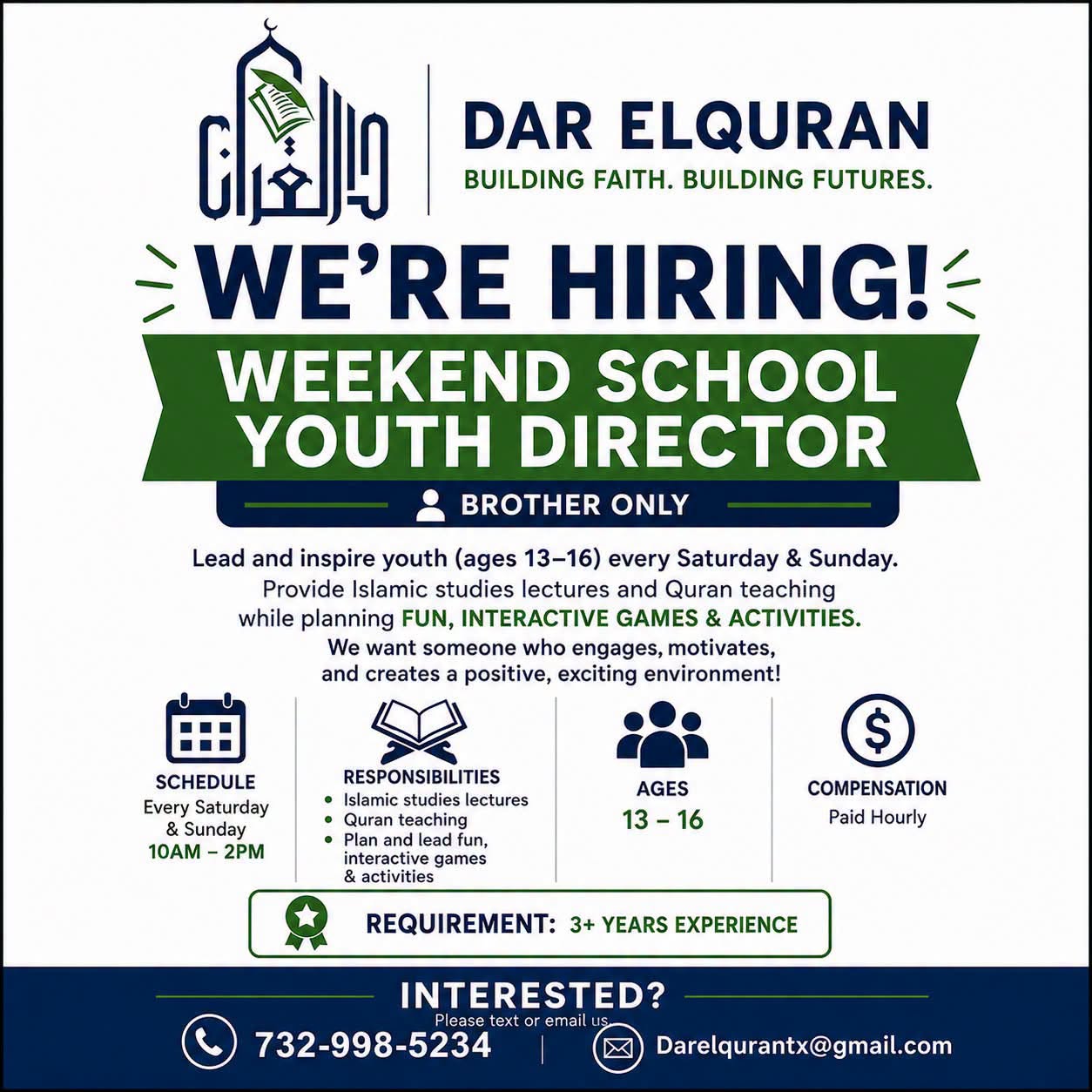 Weekend School Youth Director | Brother Only