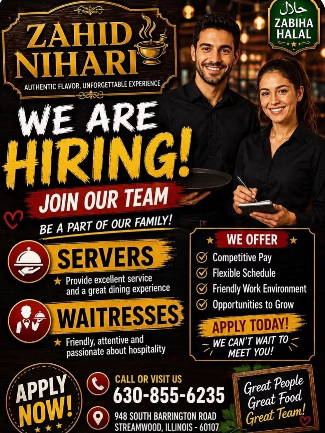 Servers | Watress | Kitchen Helper