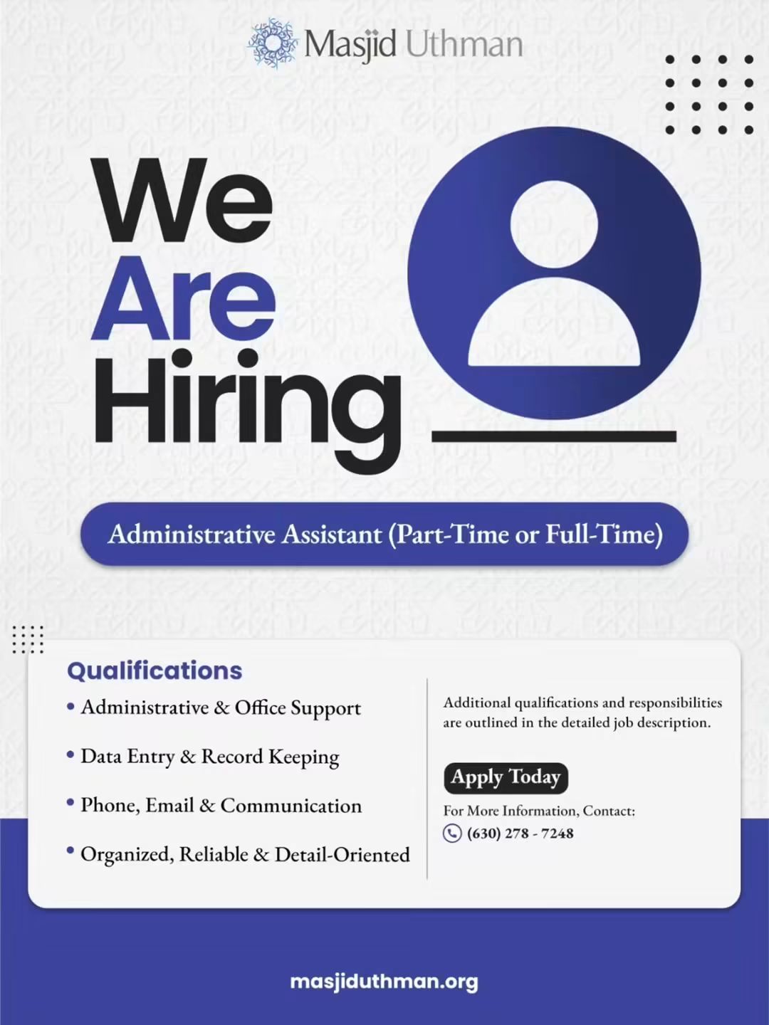 Administrative Assistant | Full-Time | Part-Time