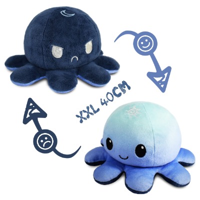 Octopus Plüschtier XXL,Oktupus Stimmungs Kuscheltier,Reversible Oktopus Plüsch wenden für Frauen,Kinder und die Ihre Laune ausdrücken wollen Flip Plüsch Oktopus(40CM)
