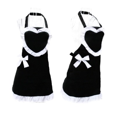 Hyzrz Royal Cooking Aprons for Women Vintage Girls Maid Black Apron Heart Shape Patterns