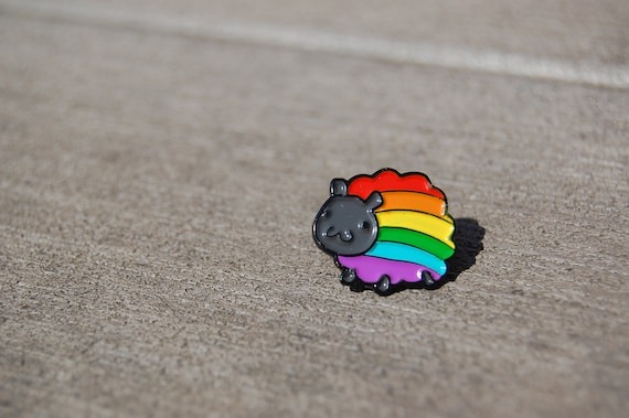 Rainbow Sheep Enamel Pin | Etsy UK