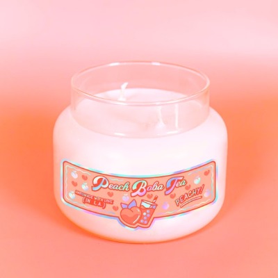 Peach Boba Tea Scented Cute Candle 8ozdessert Candlekawaii | Etsy