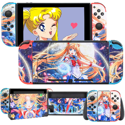 DLseego Switch Skin Sticker Pretty Pattern Full Wrap Skin Protective Film Sticker Compatible with Switch - Multicolor Sailor Moon