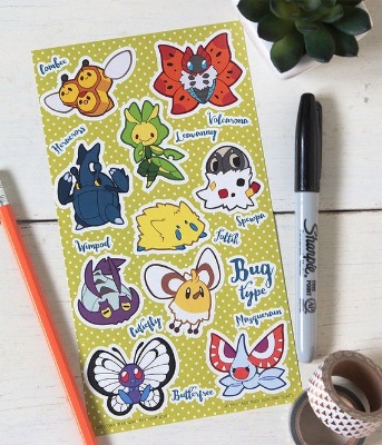 Bug Type Pokemon Sticker Sheet  Pokemon Type Series | Etsy Canada