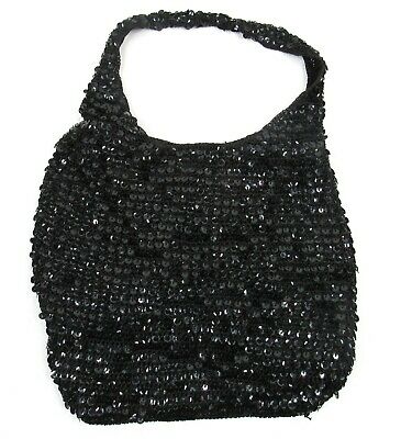 Hobo Black Crochet Slouchy Purse Handbag Sequins 90s Y2K Vintage  | eBay