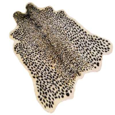 Leopard Print Rug 3.3’ Wx3.1’ L Feet Faux Cowhide Skin Rug Animal Printed Area Rug Carpet for Home Office, Livingroom, Bedroom