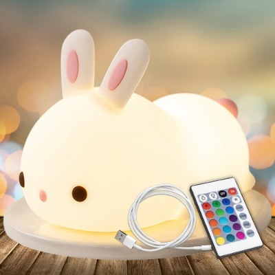 Cute Night Light for Kids-Blessinglite Bunny led Light,led Touch lamp/Bedside Table lamp for Kids,Teen/Kawaii Room Decor/Cute Room Decor/Desk lamp/Nursery lamp/Bedroom Decor/Home Decor-Remote Control