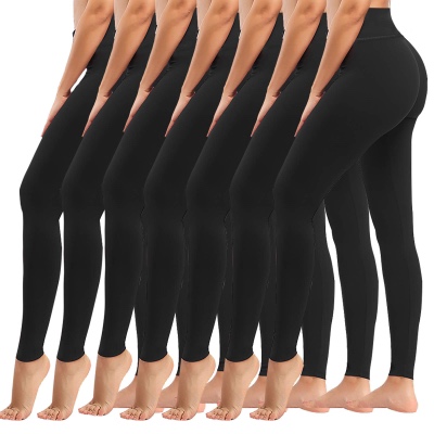 yeuG 7 Pack Soft High Waisted Leggings for Women-Black Leggings Tummy Control Non See Through Yoga Pants for Gifts,Everyday