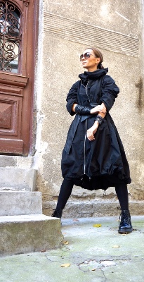 NEW Collection Black Zipper Hooded Raincoat / Spring Blazer / | Etsy