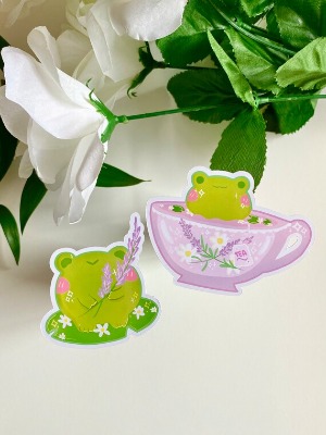 Lavender Tea Frog Stickers  Cute Frog Sticker  Kawaii | Etsy Canada