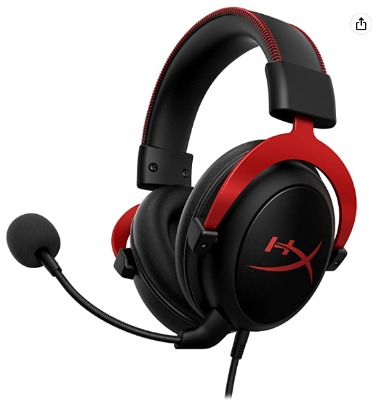 HyperX Cloud II - Gaming Headset, 7.1 Surround Sound, Memory Foam Ear Pads, Durable Aluminum Frame, Detachable Microphone, Works with PC, PS5, PS4, Xbox Series X|S, Xbox One – Red  - 