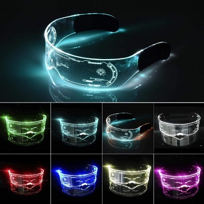 LED Visor Cyberpunk Glasses - Neon Glasses - Futuristic Electronic Colorful Luminous Lights Goggles - Party Glow Glasses