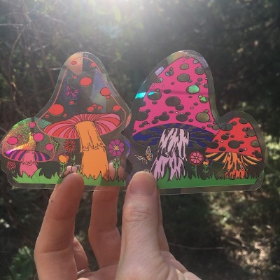 Sun Catcher...throws Rainbows...mushroom WINDOW Decals...set | Etsy