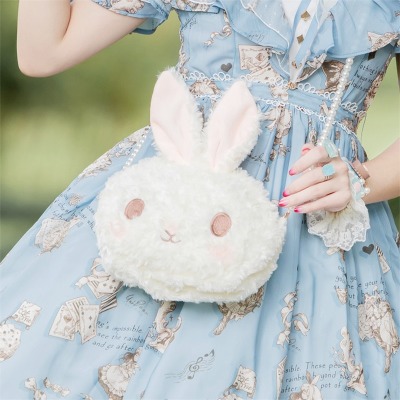 10.81US $ 21% OFF|Lolita rabbit bag plush original design pearl chain messenger bag  doll cute Lolita lo mother shoulder bag|Shoulder Bags|   - AliExpress