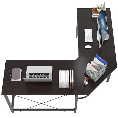 Soges 59inches x 59inches Large L-Shaped Desk Computer Desk Multifunctional Computer Table,Black ZJ02-BK-N-CA
