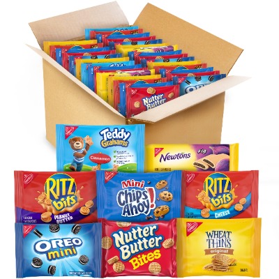 OREO & CHIPS AHOY!, Nutter Butter, RITZ Bits Cheese & Peanut Butter, Teddy Grahams Cinnamon, Wheat Thins, Fig Newtons, Cookies & Crackers Variety Pack Snack Box, 48 Snack Packs (assortment may vary)
