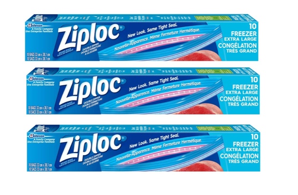 Ziploc Extra Large Food Storage Freezer Bags with Double Zipper Seal and Easy Open Tabs, 30 Count