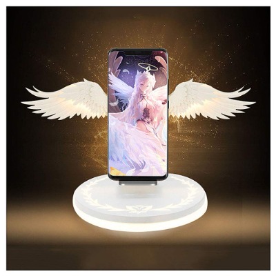 ACCZ Fast Wireless Charger Qi 10W Engelsflügel Induktive Ladestation Wireless Ladegerät für iPhone XS/XR/X/8, Samsung Galaxy S10+/S10/S9+/S9 Huawei Mate 20 Pro Alle Qi-Fähige Geräte