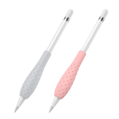 MoKo [2 Pack] Silicone Grip Holder Ergo Protective Sleeve Cover Case Accessories Compatible with Apple Pencil 1st / 2nd Generation, Gray  Pink