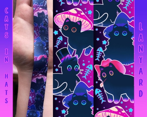 Black Cats in Hats  LANYARD | Etsy