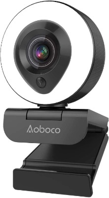 Webcam Streaming 1080P Full HD with Dual Microphone and Ring Light, Aoboco USB Pro Web Camera Stream for Windows Laptop Twitch Xbox One Skype YouTube OBS Xsplit