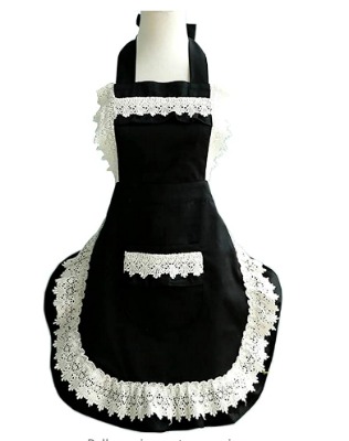 Hyzrz Lovely Home Work Adjustable Apron Cake Kitchen Cooking Women Girls Aprons With Pocket for Gift, Black  - 