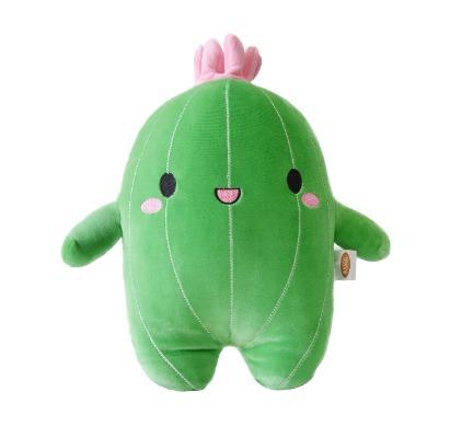 Cuddly Cactus Stuffed Plant Animal with Smile Face and Pink Antenna Honey Cacti Plush Soft Toy Pretty Sweet Mascot Gifts for Kids Girls and Boys Present for Birthday or Party 10 Inches