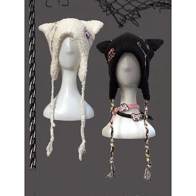 white / White Cat Ears Hat