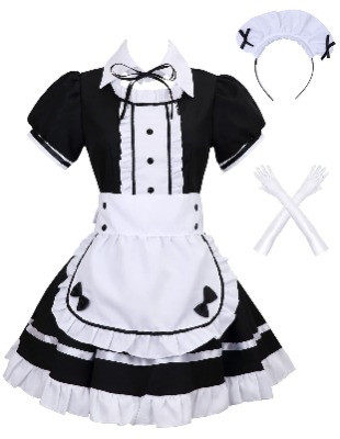 Colorful House Women's Cosplay French Apron Maid Fancy Dress Costume