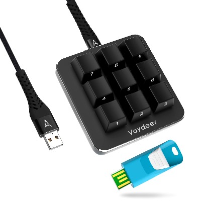 One Handed Macro Mechanical Keyboard, Multifunctional Mechanical Gaming Keypad with 9 Fully Programmable Keys Support NKRO, Hotkeys, Floating Window and Macro for OS,Windows,Vista