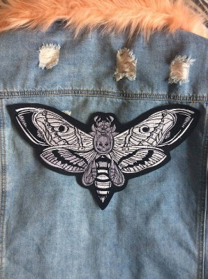 Large Deaths Head Hawkmoth DIY Embroidered Iron Sew