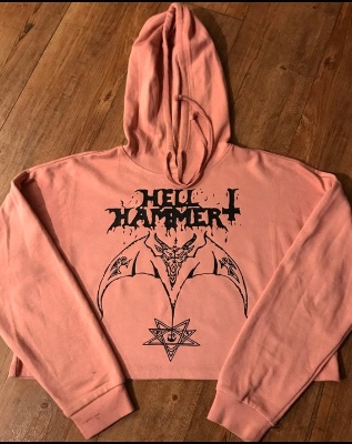 Pink Hellhammer Pullover Nude Crop Hoodies. | Etsy
