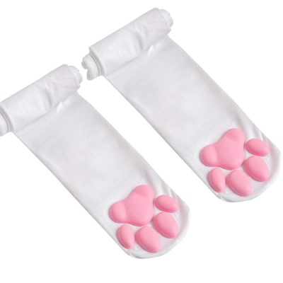 Cat Paw Pad Sock,Pink Cute Lolita Thigh High Socks for Girls kids Women Cosplay 3D Kitten Claw Stockings Toes Beans Socks