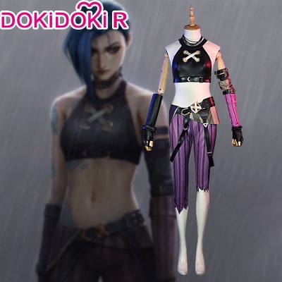 【Size XS-XXL 】DokiDoki-R League of Legends Game Cosplay Jinx Cosplay Costume/Shoes Arcane LOL