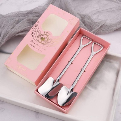 Cute Shovel Spoon Stainless Steel Mini Ice Cream Chocolate Cake Coffice Tea Stirring Spoons for Dessert Fruit Gelato Sugar Small Gifts Package Graperfruit Metal Spade Snoop