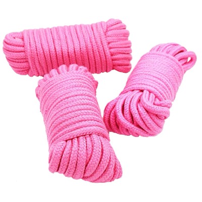 32 Feet Soft Cotton Rope Pack of 3 (3 Pink)