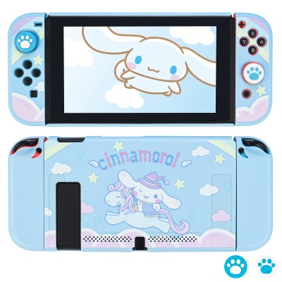 DLseego Dockable Protective Case Compatible with Switch, Newest Pattern Cover with Anti-Scratch and Shock-Absorption Design Hard Cover with 2 pcs Thumb Grips –Blue Rabbit