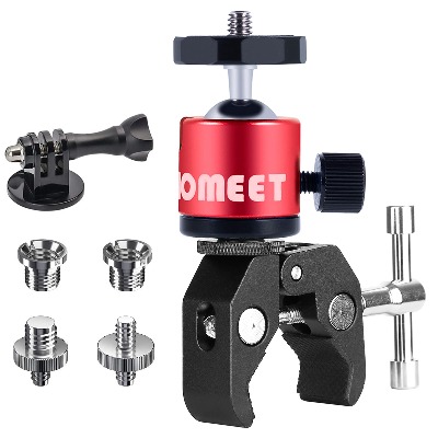 Homeet Kamera Klemme Halterung Stativ Super Klemme Metall Klemmhalterung mit Mini Kamera Kugelkopf, mit 1/4  3/8 Zoll Gewinde Adapter für Action Kamera, DSLR Kamera, LCD/DV Monitor, Mikrofon, LED