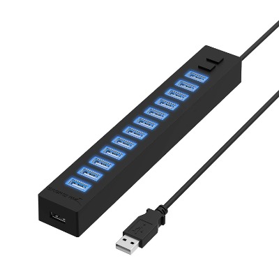 Sabrent 13 Port High Speed USB 2.0 Hub with Power Adapter And 2 Control Switches (HB-U14P)