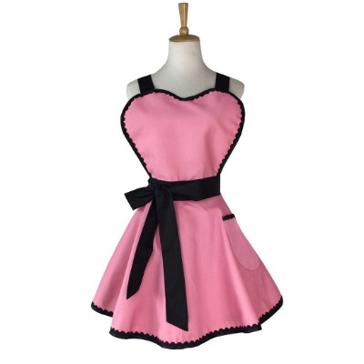 Hyzrz Cute Heart Shape Adjustable Aprons for Women Girls with Pocket Cotton Cooking Mother's Day Apron Dress Gift, Pink