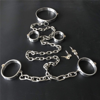 SMWANG Bondage Stahl Erotik Ketten Pranger Fesseln Fesselset Handfesseln Fußfesseln Halsband für Restraint Fetisch Bedroom Fun SM Spielzeug mit Presse Sperren,Female