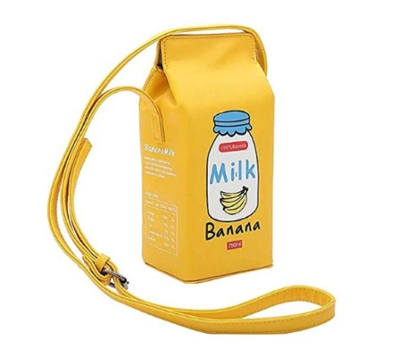 Women Fruits Banana Strawberry Milk Box Cross Body Purse Bag Women Phone Wallet Shoulder Bags