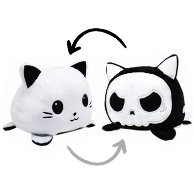 Reversible Cat Plush Plushie Cute Plushies Soft Toys - Reversible Stuffed Toy to Express Happy Sad Mood Just Like Mood Octopus (Black White Cat)