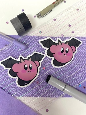 Pink Bat Friend Sticker/ Cute/ Waterproof/ Glossy | Etsy Canada