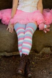 Extraordinary Cotton Candy Stripes Thigh High